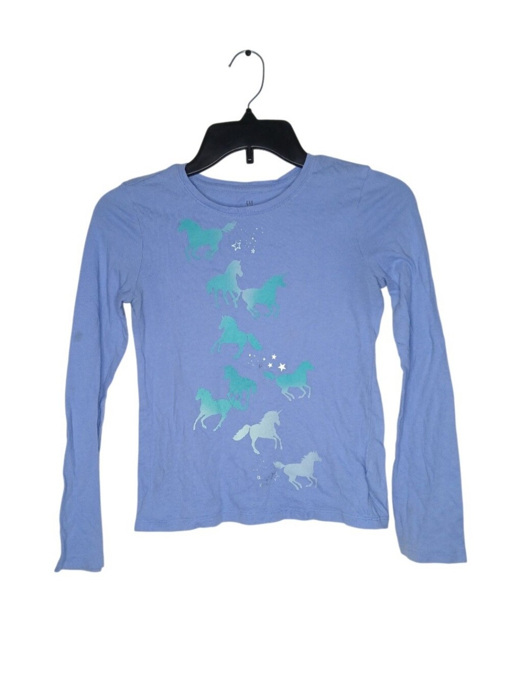 GAP Girls' Light Blue Long-Sleeve Horse Graphic Tee